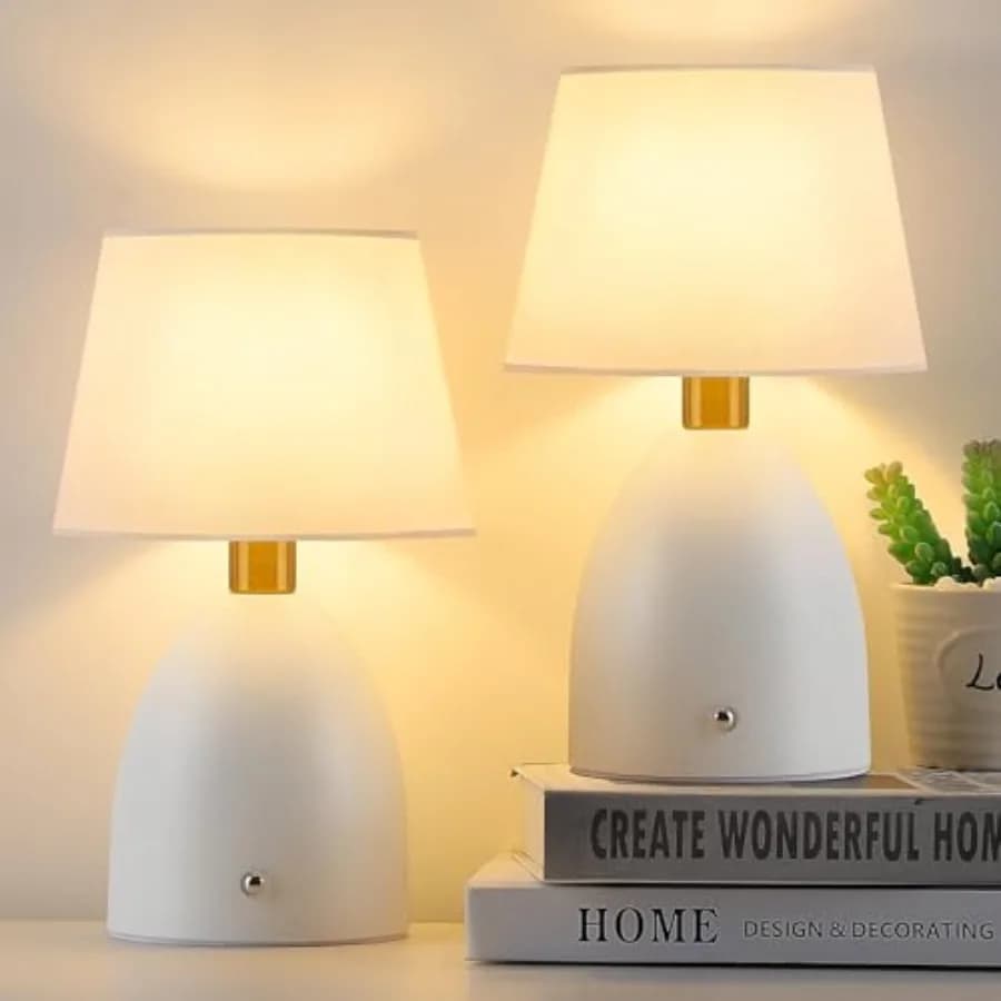 Set di 2 Lampade da Tavolo Senza Fili con Batteria Ricaricabile da 5400mAh, Lampada da Scrivania a 4 Livelli di Luminosità, Luce Notturna Dimmerabile per Comodino