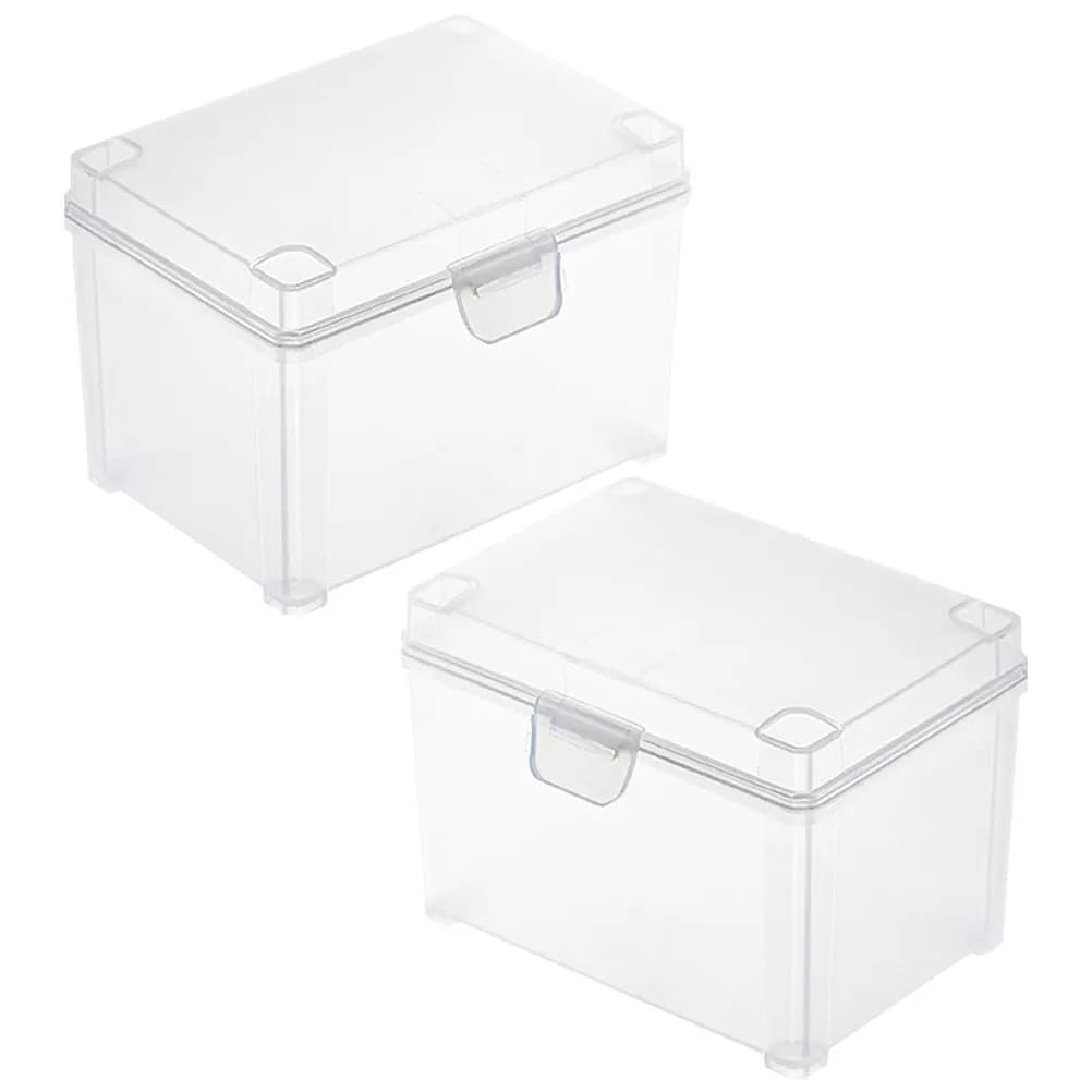 2 Pezzi Mini Scatole di Plastica Trasparente con Piccolo Organizzatore per Carte da Gioco, Tarocchi, Biglietti da Visita, Perline, Strass