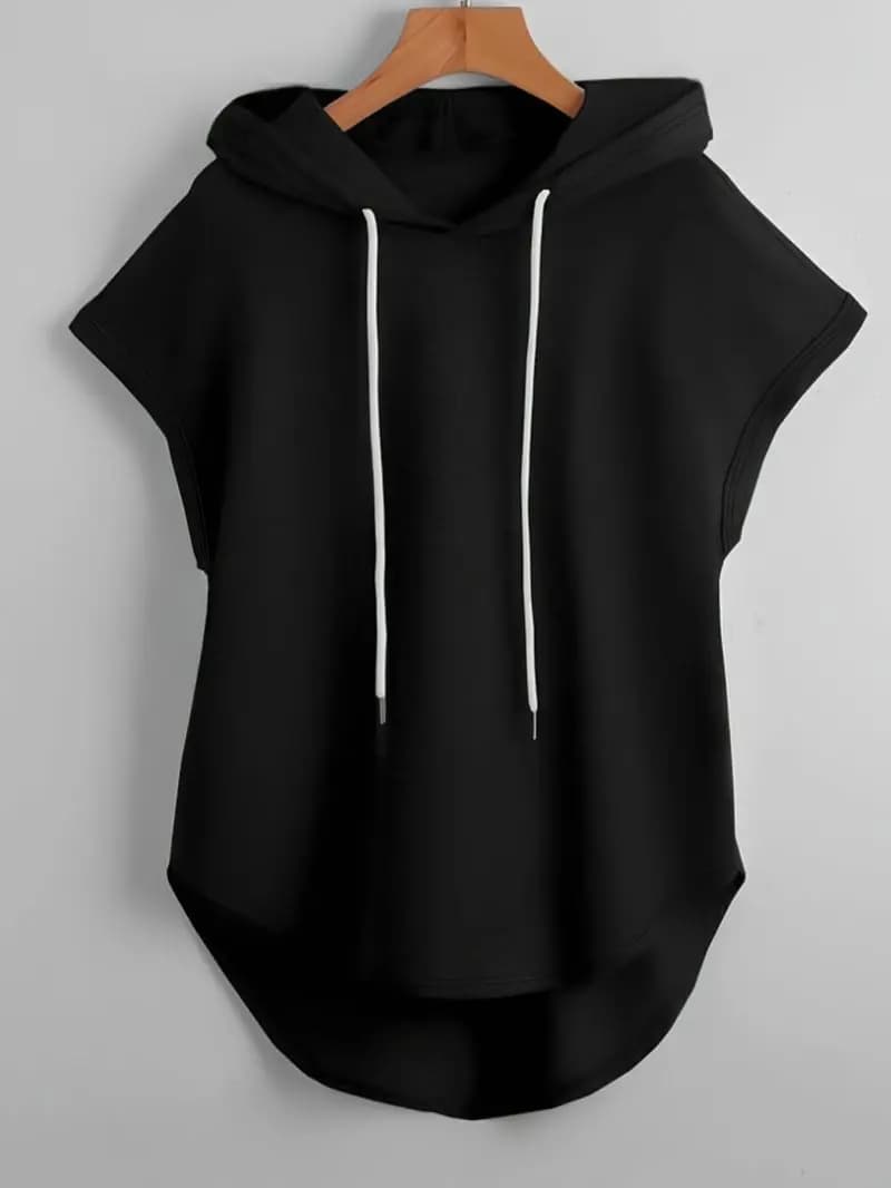 Solid Color Hooded Sleeveless Hoodie Loose Casual Pullover Top Unisex Comfortable Soft Fabric Streetwear