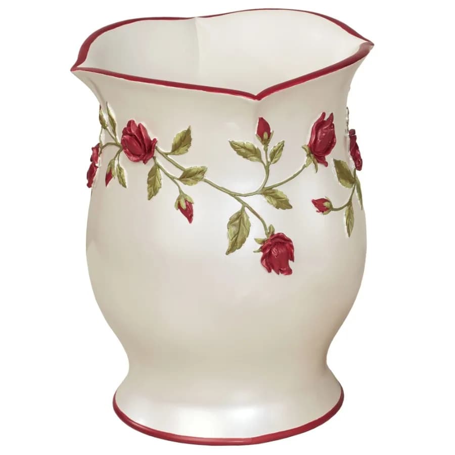 Vining Rose Wastebasket Pearl Pearl