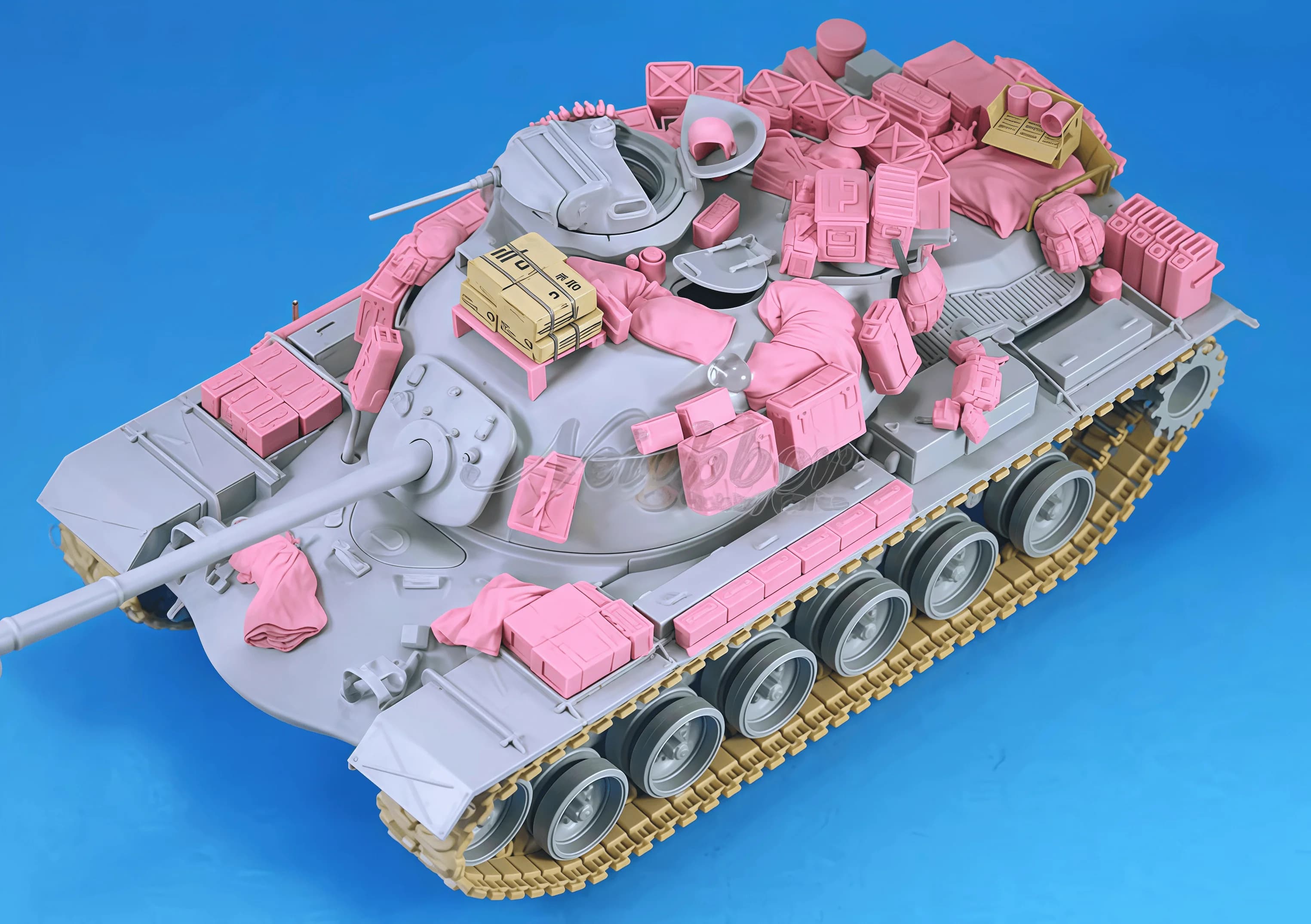 Kit di montaggio modello in resina pressofusa 1/35, GK, detriti serbatoio M48A3, non verniciato (grande kit)