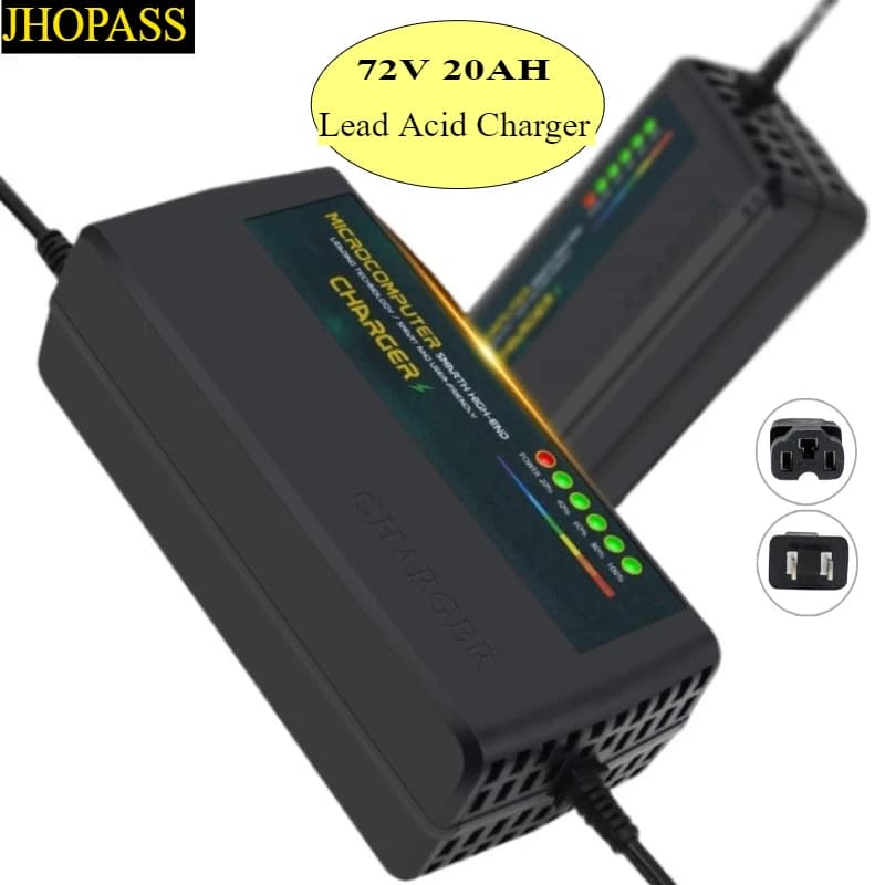 72V 20AH Smart HD Display A LED GEL Acqua Secca Caricabatteria al Piombo per Moto E-bike Scooter 110V-220V EU AU UK US Plug