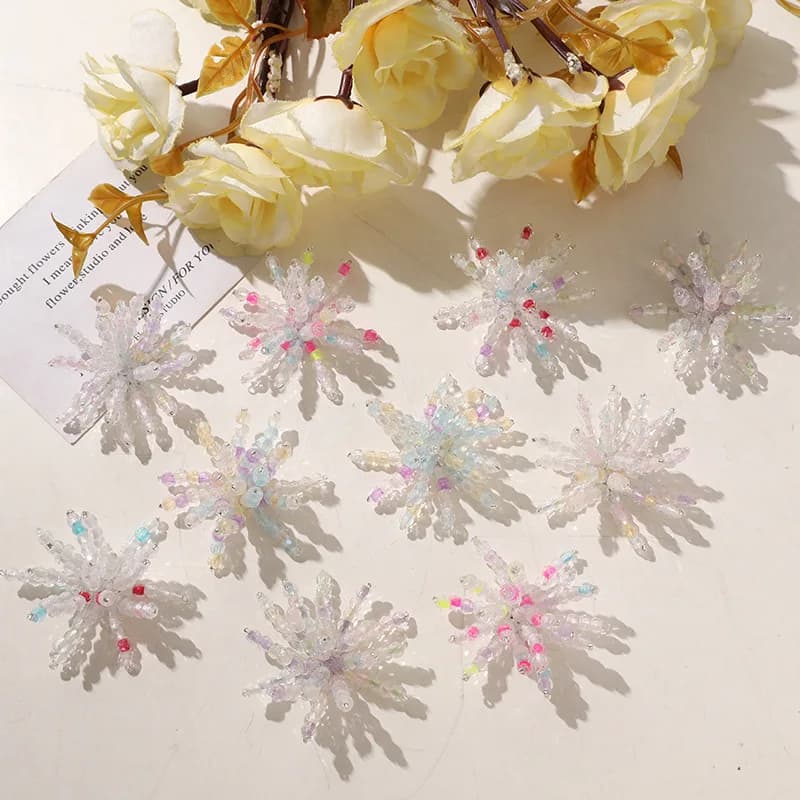 Shoe Clip 1 Piece Iridescent Resin Seed Bead Flower Cluster Summer Vacation Bright Energetic Premium Accessory for Jelly