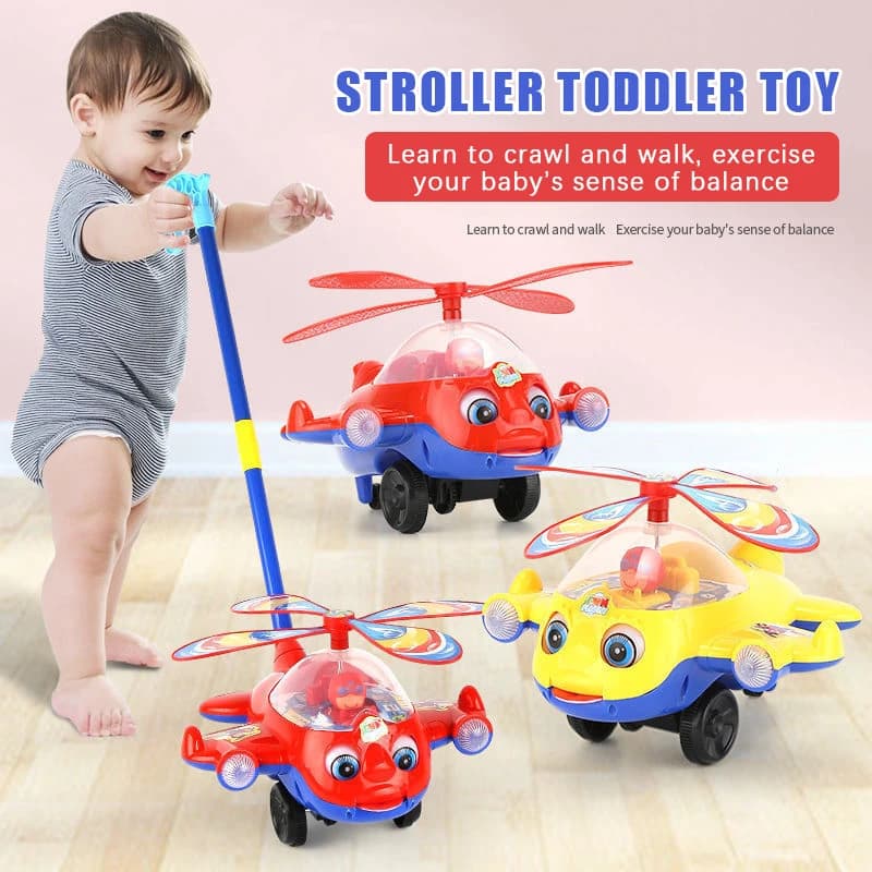 Airplane Baby Push Walker Educational Sensory Hand Push Toddler Walking Learning Toy for Birthday Baby Shower Gifts