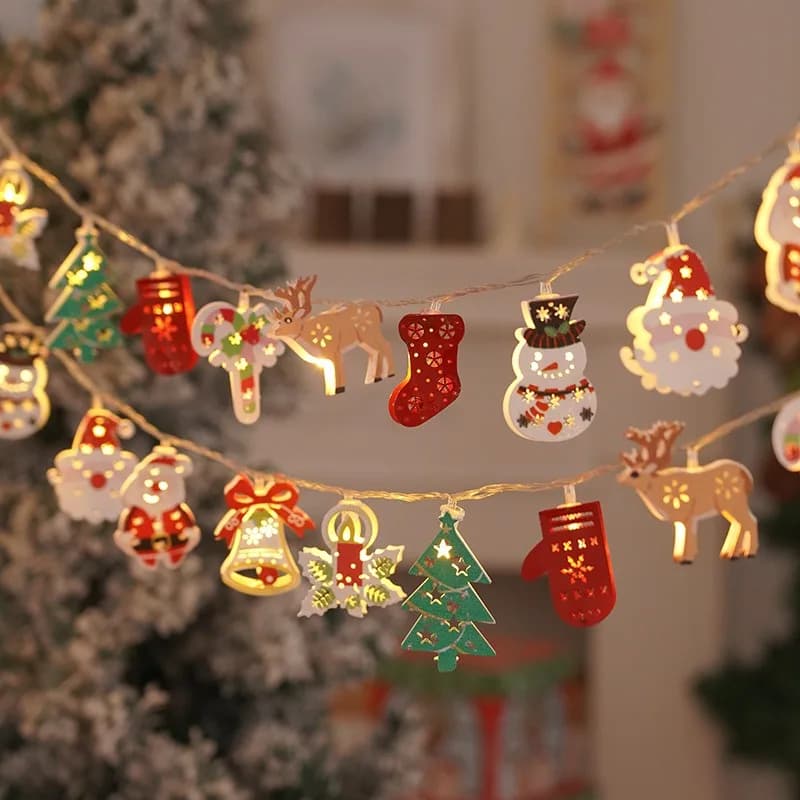 Cervo di Natale Fiocco di neve Luci a stringa LED Luci fiabesche alimentate a batteria Decorazione ornamento per albero di Natale 2024 Regalo Navidad Capodanno
