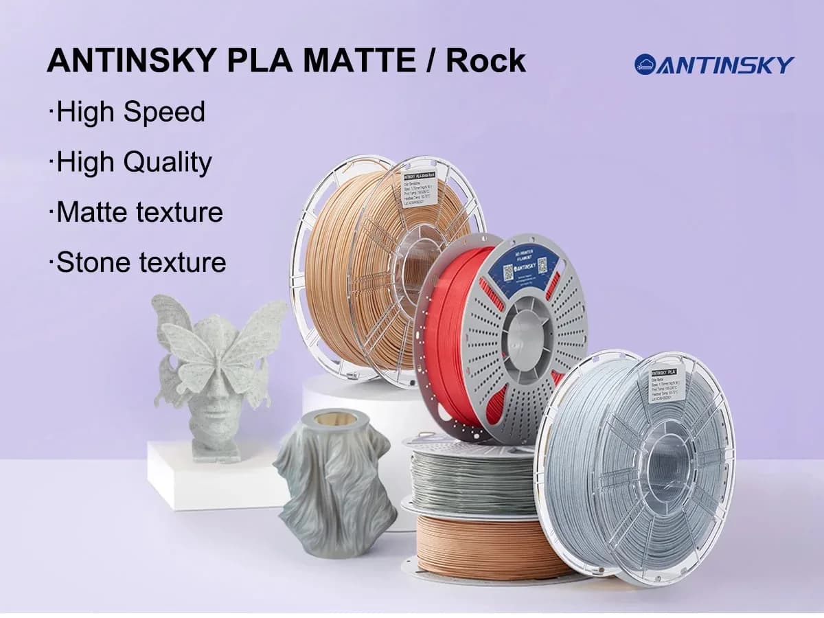 ANTINSKY PLA-Rock 3D Printer Filament 1.75mm 1KG Spool, High Hardness High Impact Resistance Rock Series PLA Filament