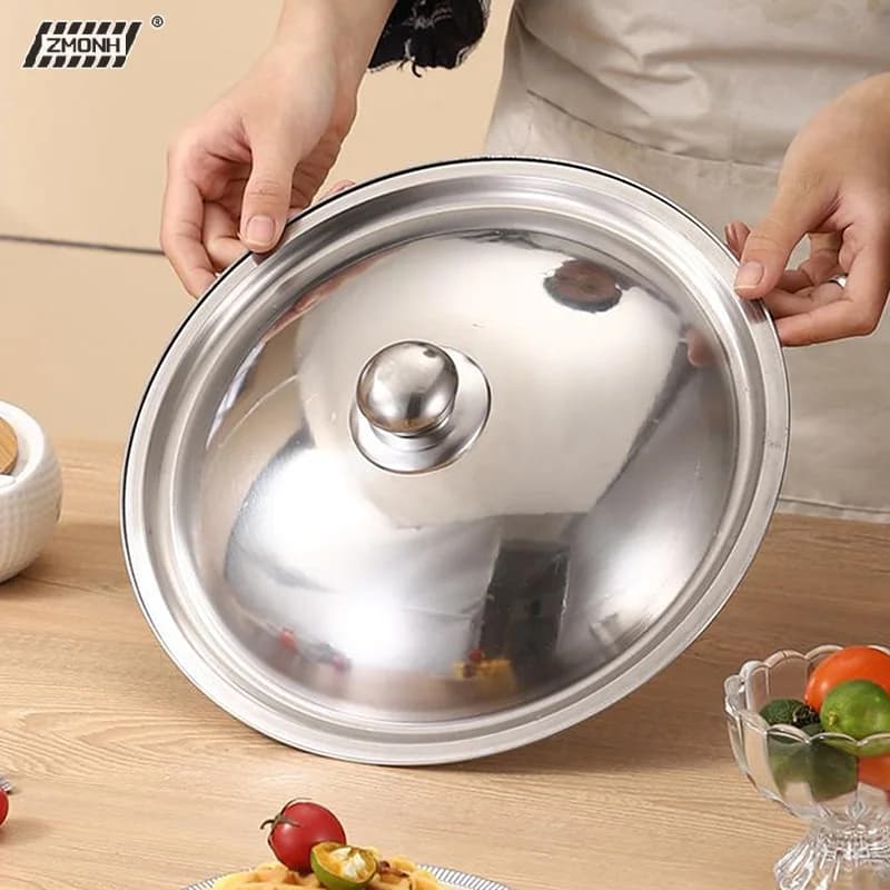 [H] Coperchio Universale in Acciaio Inox 10-32Cm per Pentole e Padelle, Bordo Liscio, Lavabile in Lavastoviglie, per Wok e Pentole