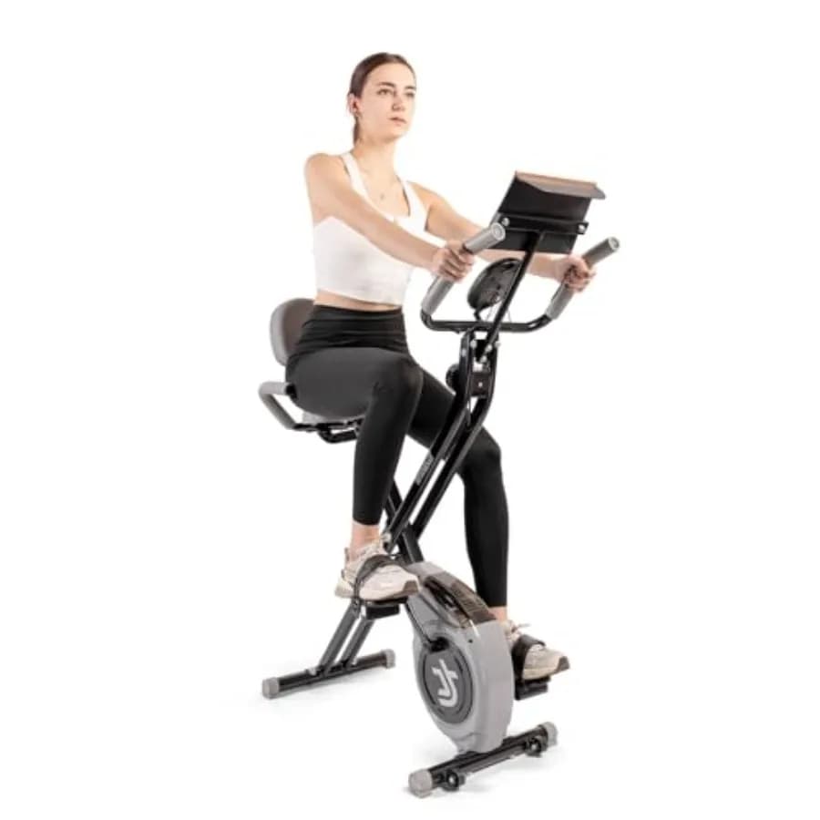 Cyclette Pieghevole - Bici Stazionaria Magnetica a 8 Livelli con Cardiofrequenzimetro e Supporto Tablet, Design X-Bike Compatto per Allenamento Indoor