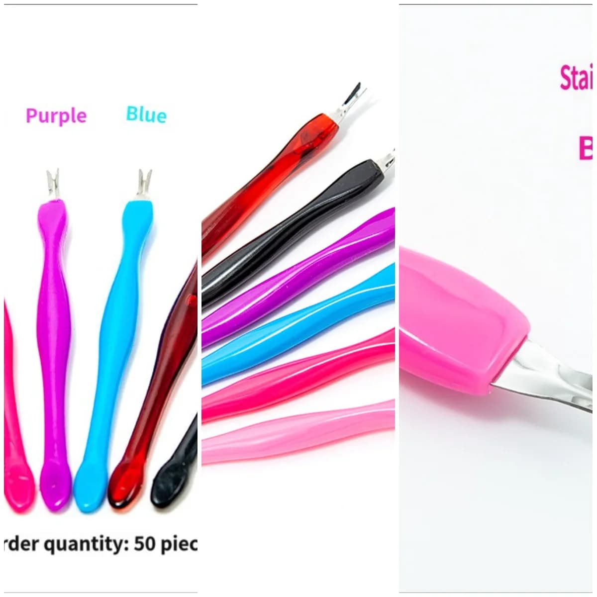 Stainless steel for cuticles, exfoliating spatula for manicure, for removal of dead skin.