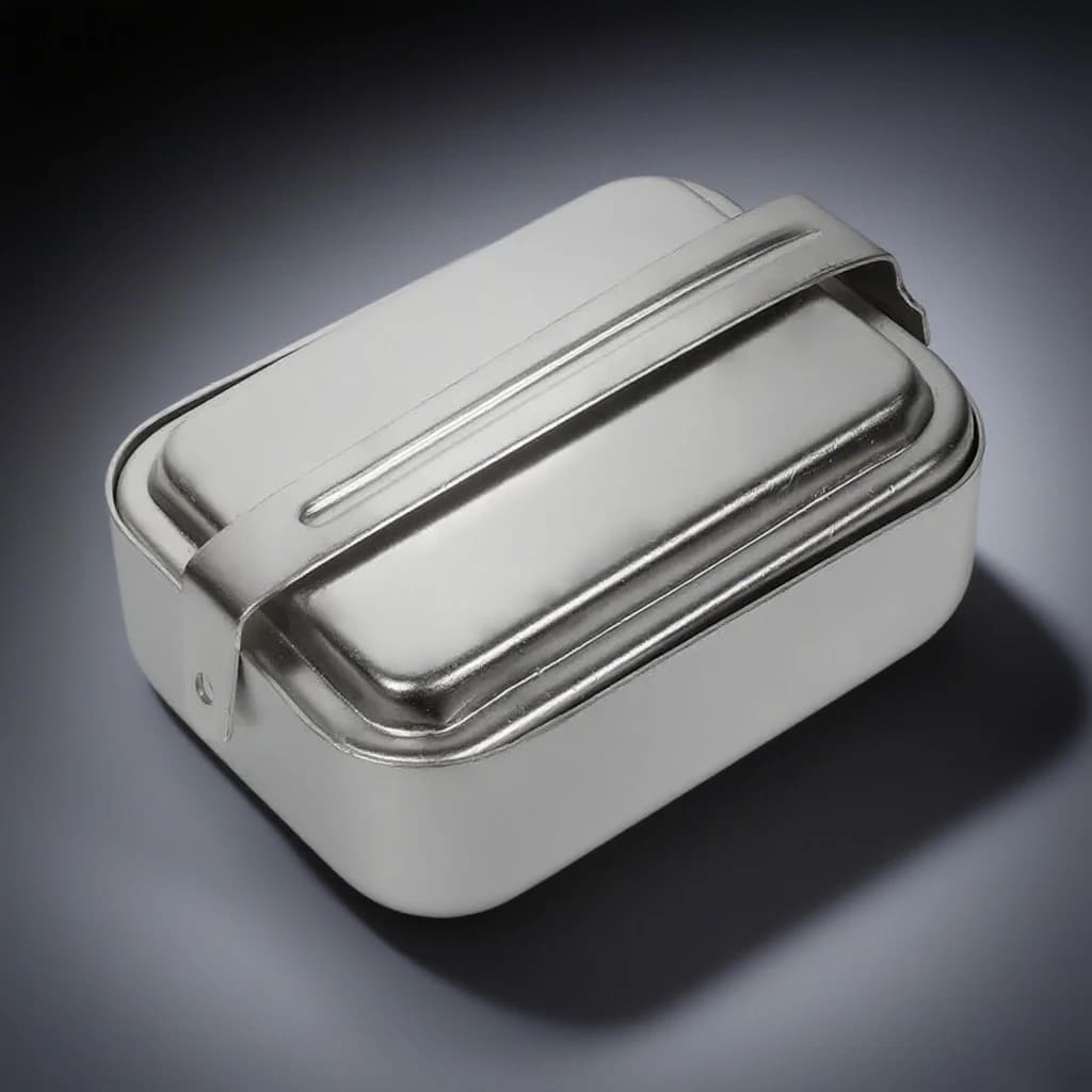 Set di Pentole da Campeggio in Alluminio con Coperchio, Stile Militare, Contenitore per Alimenti per Escursioni e Picnic