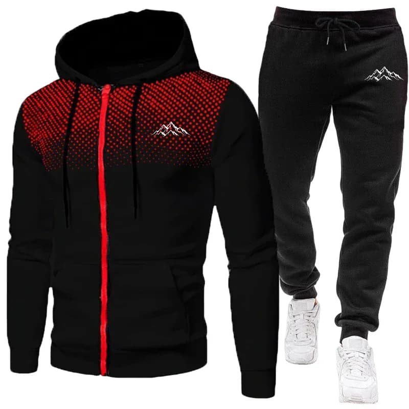 Men's Set Zipper Hooded Outerwear and Sweatpants High Quality Autumn/winter Daily Casual Sports Jogger Suit Hoodies Sportswear