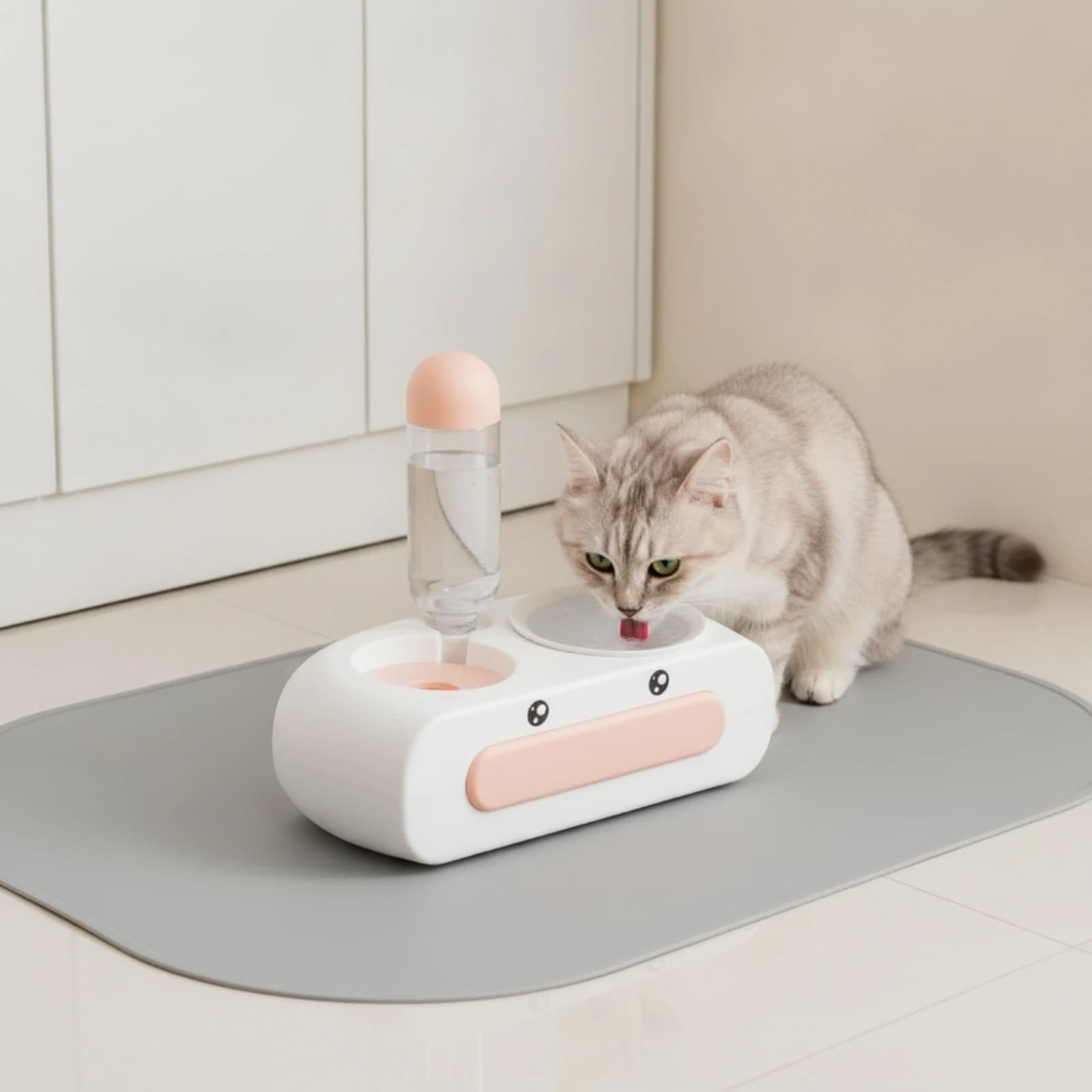 Automatic Pet Feeder Waterer Safe Materials Double Bowl Pet Feeder Automatic Food and Water Dispenser Set Easy to Clean