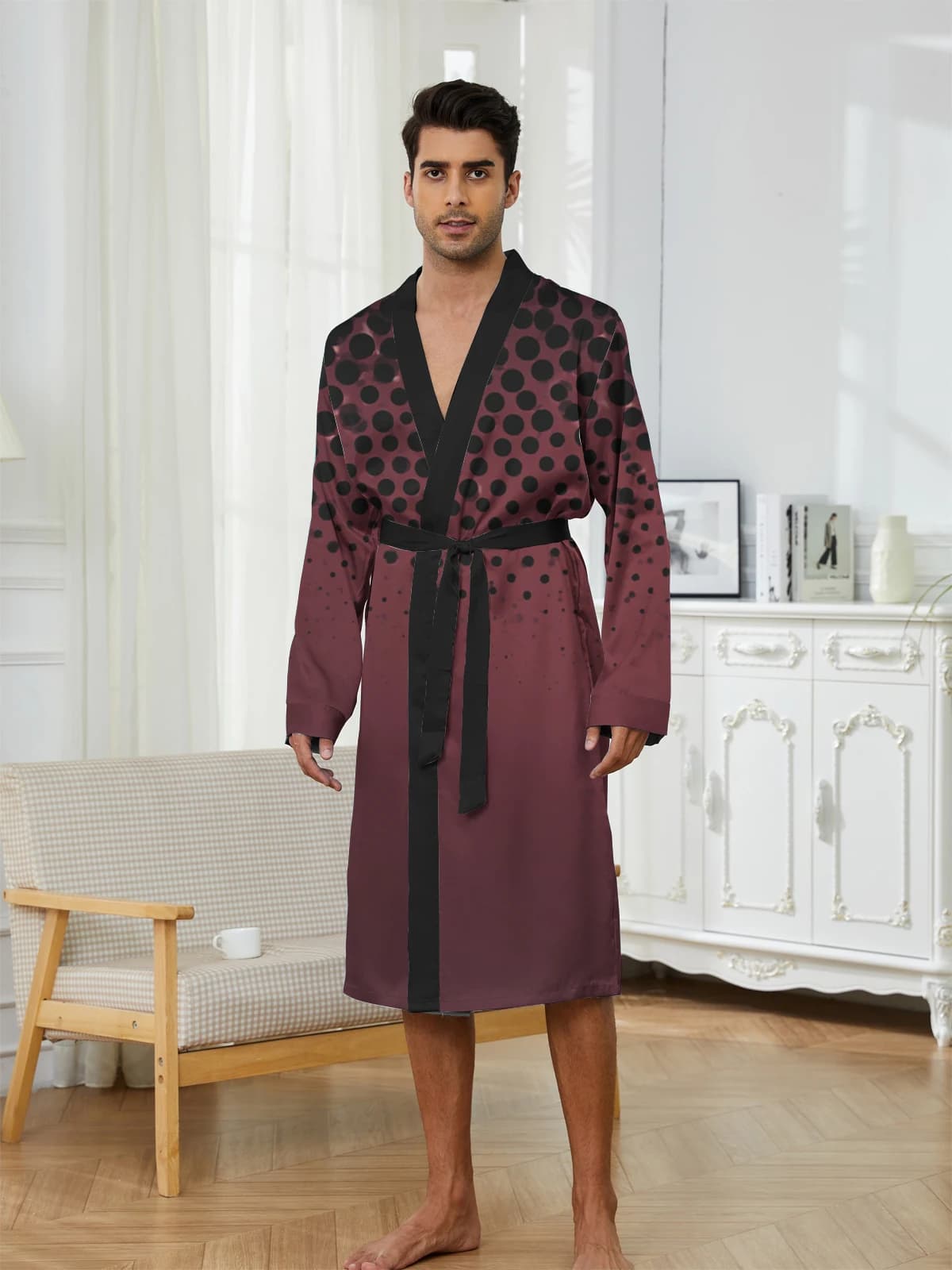 1pcs Men's Robes 2026 Spring/Summer dressing gown robe bath robe 3D Printed Breathable Robes Graphic Bathrobe