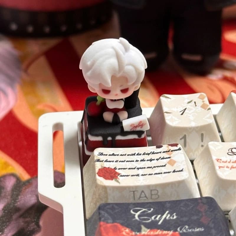 Anime Love and Deepspace Aster Zayne Rafayel Sylus 3D Artisan Keycaps Ornament for Keyboard Figure Stand Display Model