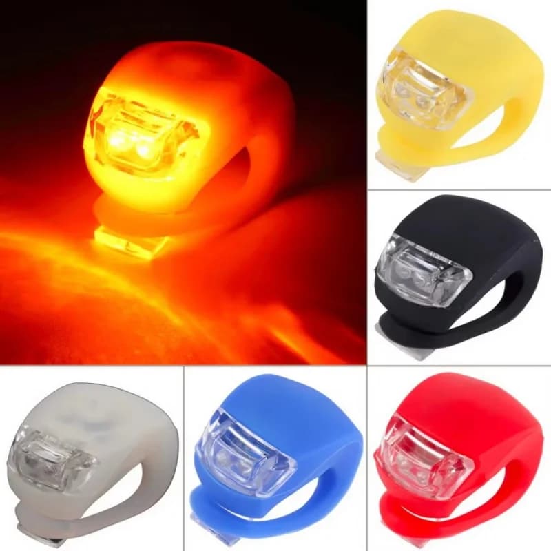 1/2 pz. Luce Anteriore Bici in Silicone LED, Faro Anteriore e Luce Posteriore per Ruota Bici, Impermeabile, Accessori Ciclismo, Lampada Bici
