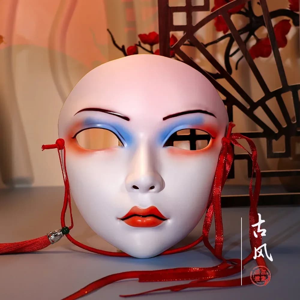 Adult Party Beautiful Woman Mask Full Face Chinese Style Hand-painted Decoration Hanfu Accessories Ancient Style