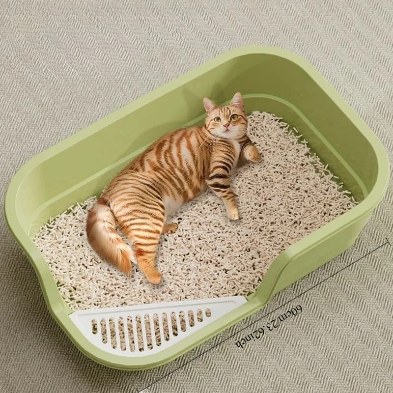 Lettiera extra large per gatti con toilette antispruzzo semichiusa sui lati alti per gatti