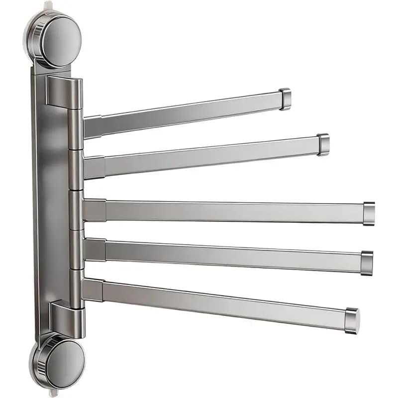 TKOH-Wall-Mounted 5- Swivel Towel Rack Carbon Steel Adjustable 180° Rotation Holder For Kitchen For Bathroom Space