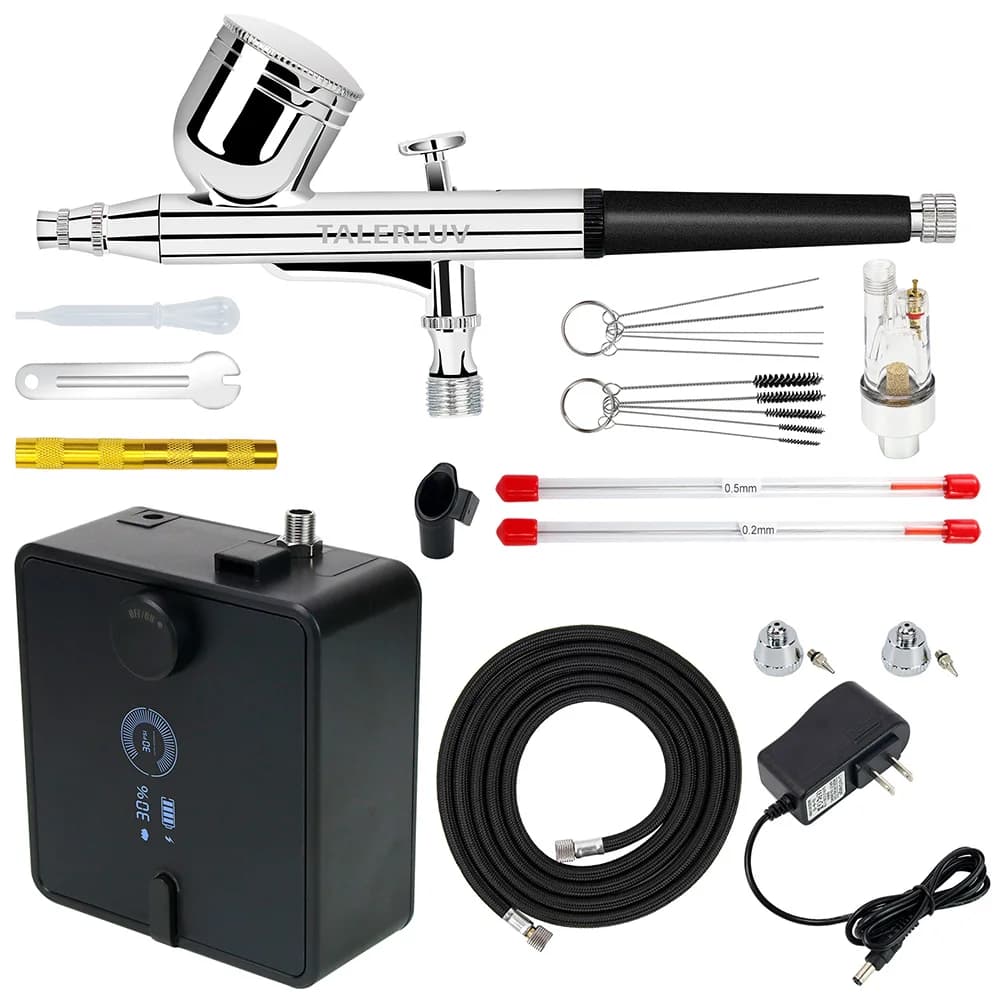 Kit aerografo ricaricabile pistola aerografo a doppia azione con indicatore batteria Display PSI per trucco pittura per unghie torta scarpe da barbiere