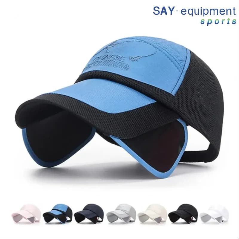 Berretto da baseball estivo per protezione solare da pesca all'aperto Cappello da pesca a tesa larga da uomo Cappello estivo con tesa con coulisse per donna