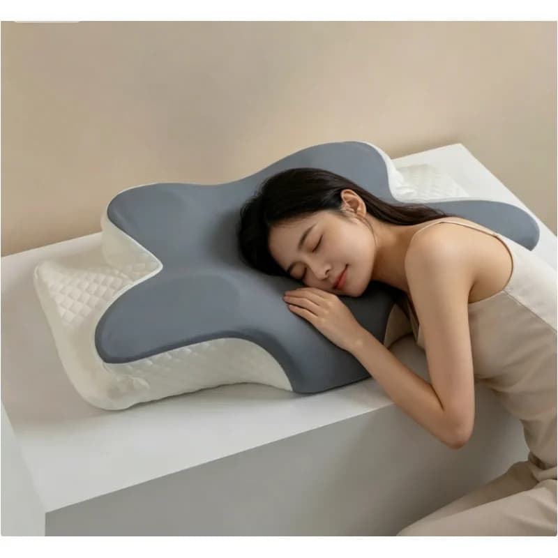 Cuscino Estivo Rinfrescante in Memory Foam a Lento Ritorno, Cuscino Cervicale a Farfalla, Supporto per il Collo, Cuscino Ortopedico per Dormire