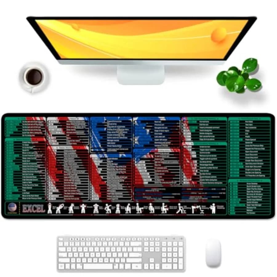 Tappetino per Mouse con Tasti di Scelta Rapida, Tappetino da Scrivania e Mousepad Grande XL 31,5x11,8x0,12 Pollici per Gaming