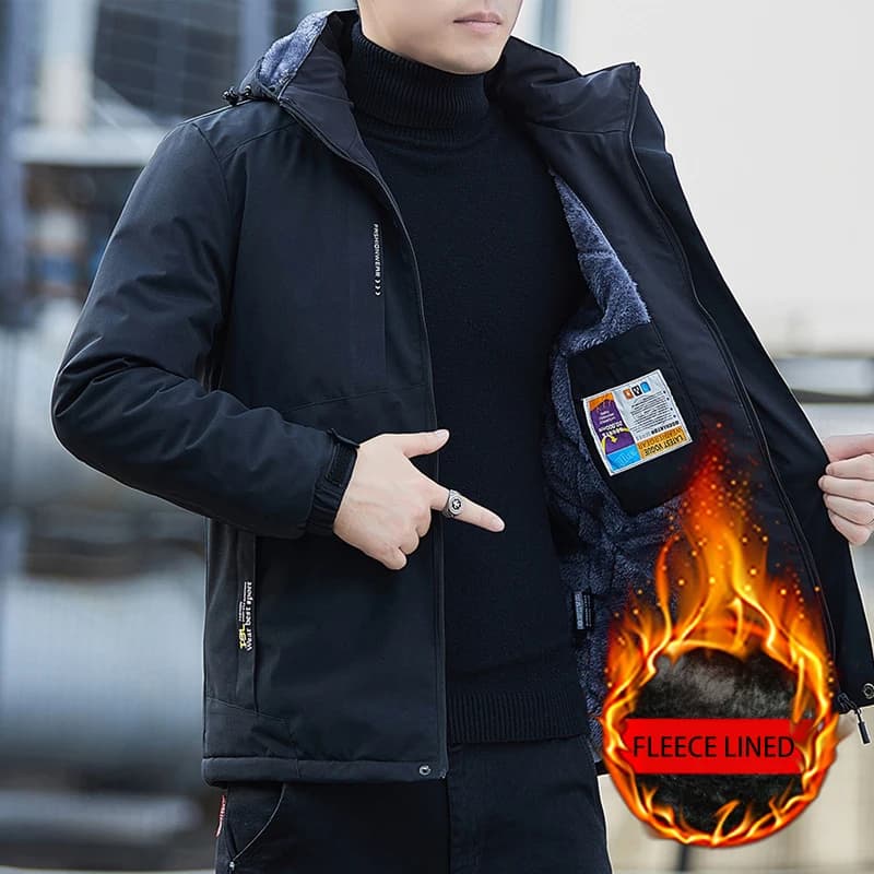 Giacca con Cappuccio Foderata in Pile BROWON per Uomo, Nuova Collezione Autunno-Inverno 2026, Giacca Casual Antivento, Cappotti Monocolore, Abbigliamento Maschile