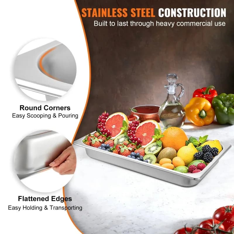 【Premium】 Contenitori per Buffet da 8,5L-20,5L, Vaschette Tronorm, Contenitori per Alimenti in Acciaio Inox per Feste, Barbecue e Cottura