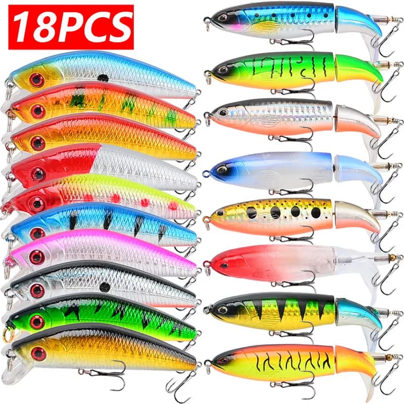 18pcs/lot Fishing Lures 7.8g Minnow 14.8g Pencil 3D Eyes Sharp Hooks Perch Artificial Bait Pike Carp Bait Swim Bait Fishing