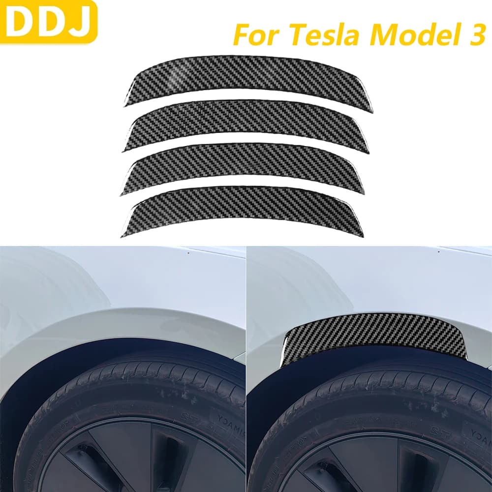 For Tesla Model 3 Highland 2023-2025 Carbon Fiber Automobile Wheel Header Cover Panel Accessories Auto Adhesive Decoration