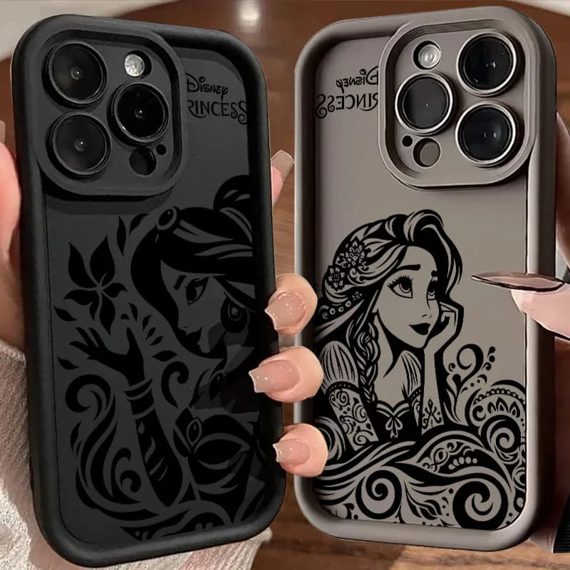 Cover per iPhone con Principesse Disney: Rapunzel e Jasmine - Compatibile con iPhone 17E, 11, 12, 13, 14, 15, 16, 17 Pro Max, 17 Air Plus, 16e Mini