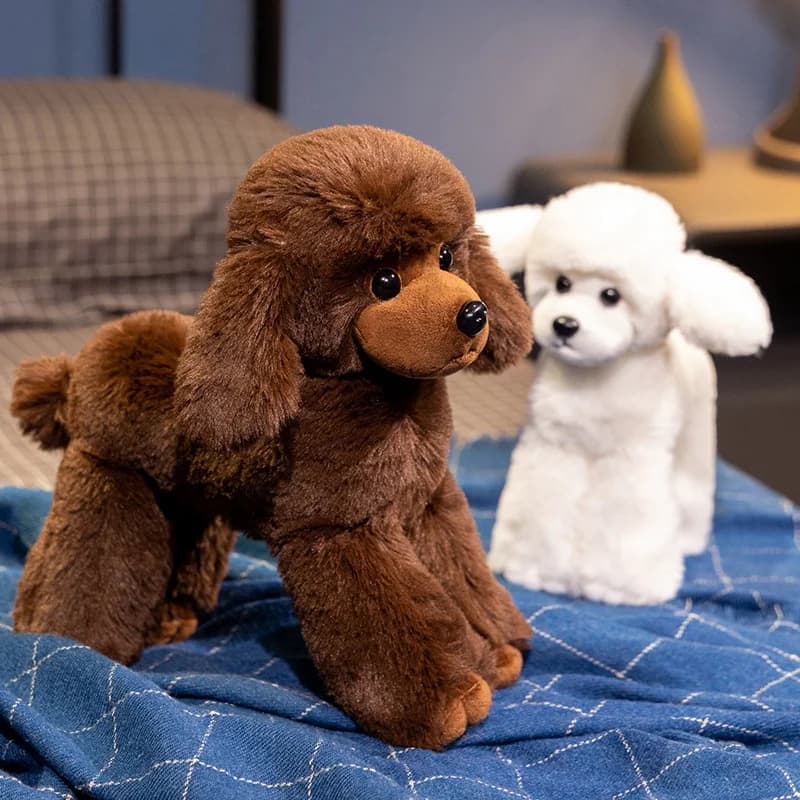 Peluche Realistico a Forma di Cane Barboncino, Giocattolo Morbido Simulato, Modello Animale Fatto a Mano, Regalo di Compleanno per Bambini
