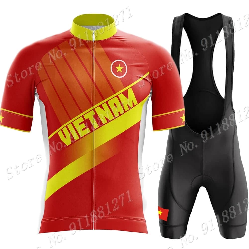 2023 Vietnam Cycling Jersey Set Mens National manica corta abbigliamento estate bici da strada camicie vestito bicicletta bavaglino pantaloncini MTB Maillot