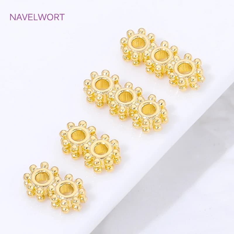 Separatore di perline in ottone placcato oro 18 carati con 2/3 fori per la creazione di collane, barra distanziatrice, accessori per la creazione di gioielli fai da te