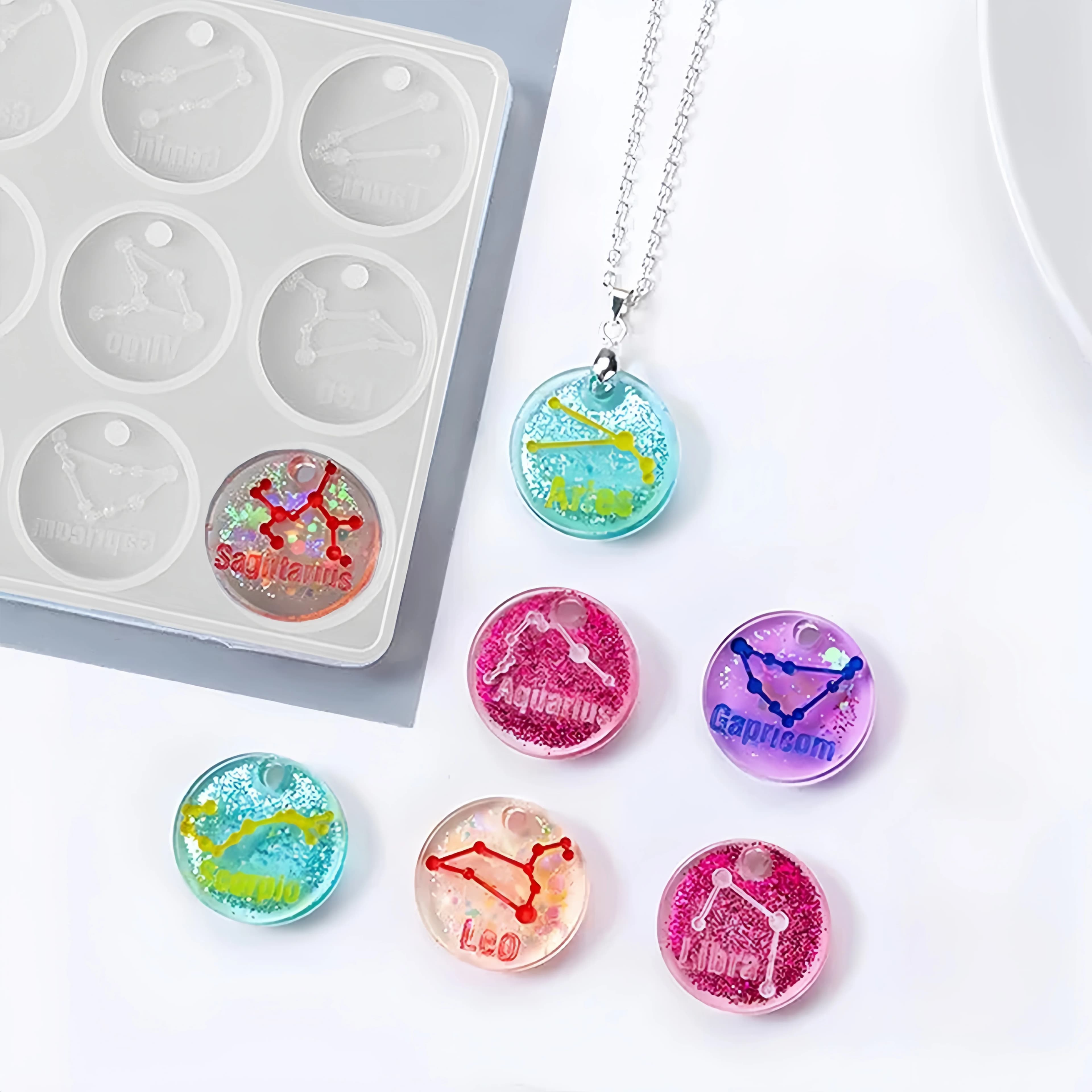 Stampo per ciondolo costellazione a 12 fori Gioielli fai da te Orecchini Collana Creazione di stampi in silicone epossidico in resina di cristallo Stampo per colla a goccia