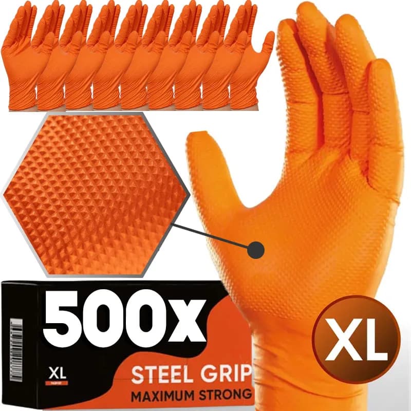 Guanti monouso in nitrile arancione resistenti Guanti per pulizia testurizzati con impugnatura rialzata industriale per guanti di sicurezza da giardinaggio da cucina