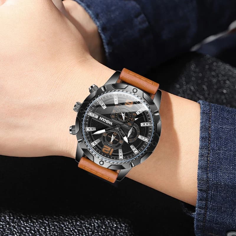 New men's watches for sale, leather strap, quartz wristwatch, waterproof, men's sports watch, montres hommes, relogios