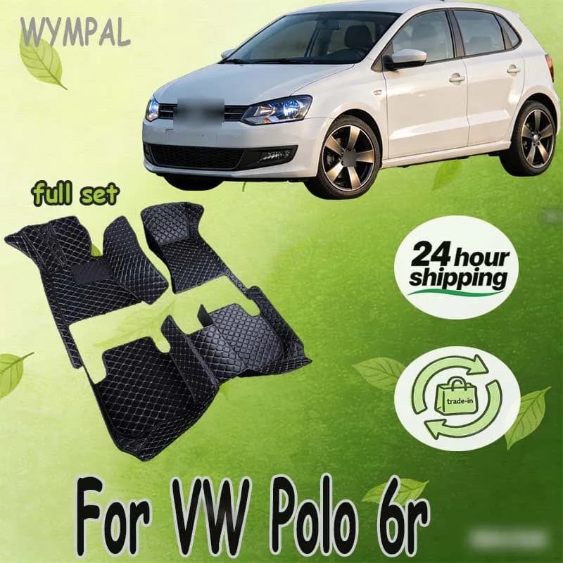 Tappetini per auto automobilistici personalizzati di LUSSO per VW Polo 6r 2012 2013 2014 2015 2016 Auto in pelle di lusso