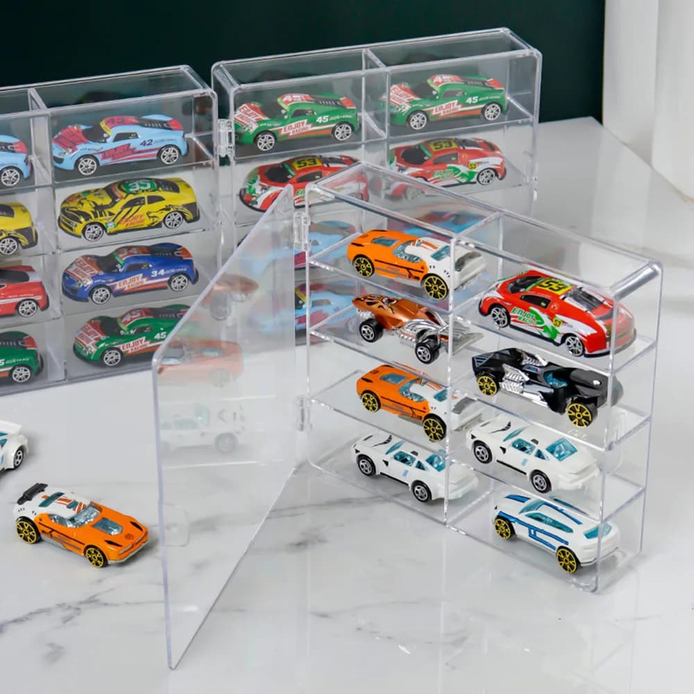 Acrylic Car Display Box 1:64 For Hot Wheels Car Model Toy 8 Grid Cabinet Rack Dustproof Stackable Car Storage Boxes Transparent