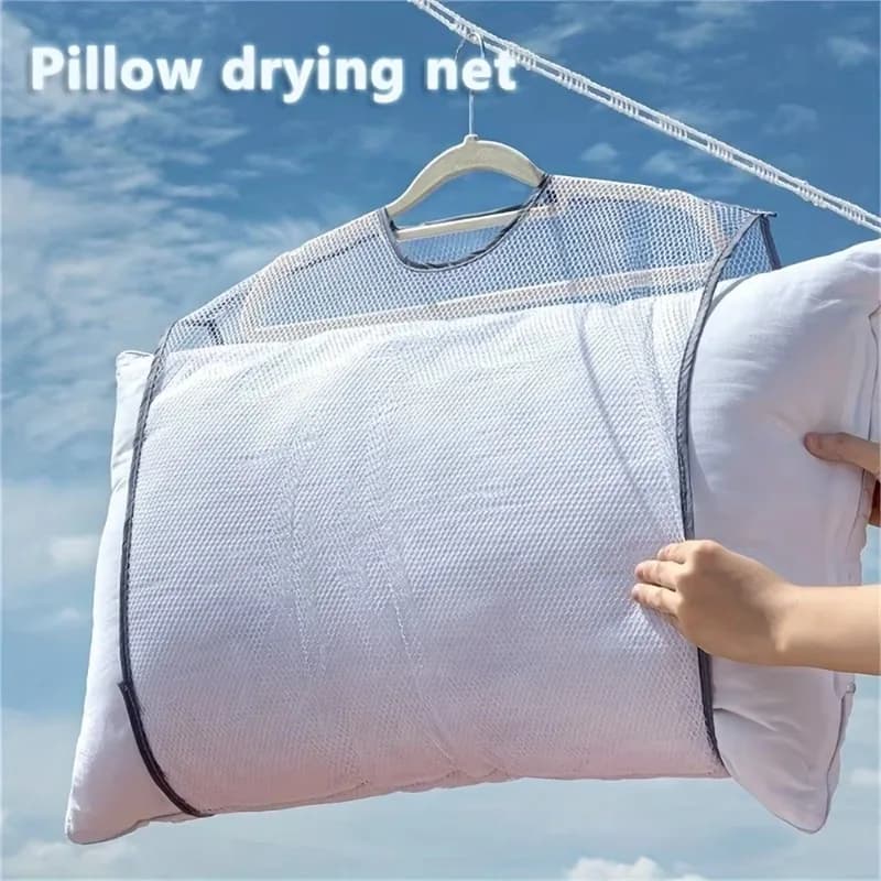 Mesh Laundry Drying Net for Bed Pillows, Stuffed & Comforters, Foldable Storage Bag for Indoor Outdoor