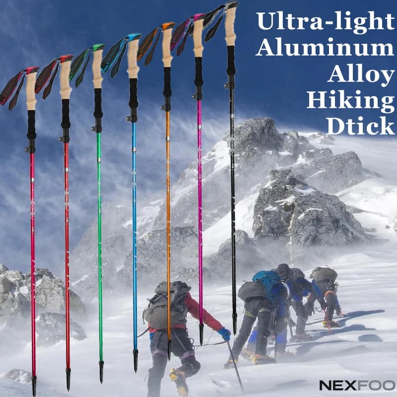 Outdoor Trekking Poles – 5-Section Ultra-Light Aluminum Alloy Foldable, for Hiking Trail Running Mountaineering Trips