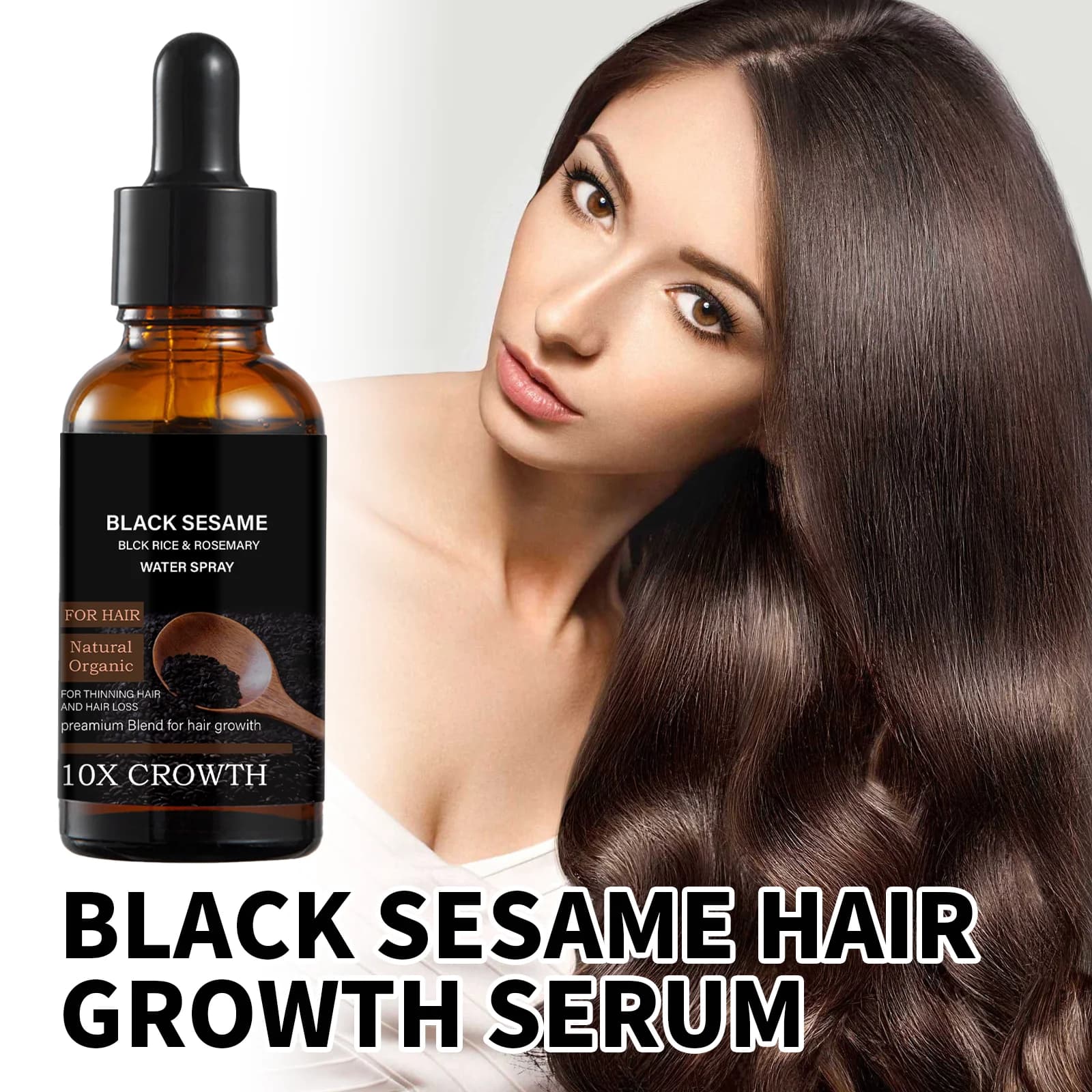 Oil to strengthen hair 30ml Essential oils of black sesame, ginger, biotin, nutritious treatment, double tips, dry all kinds