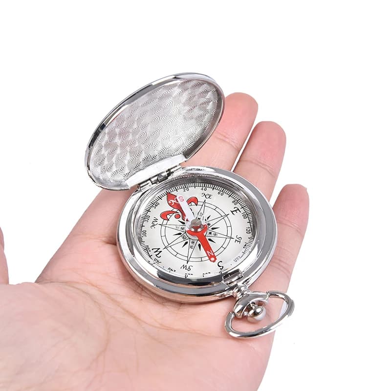 1PCS Pocket Watch Flip Compass Portable Hiking Navigation Compass Compass Keychain