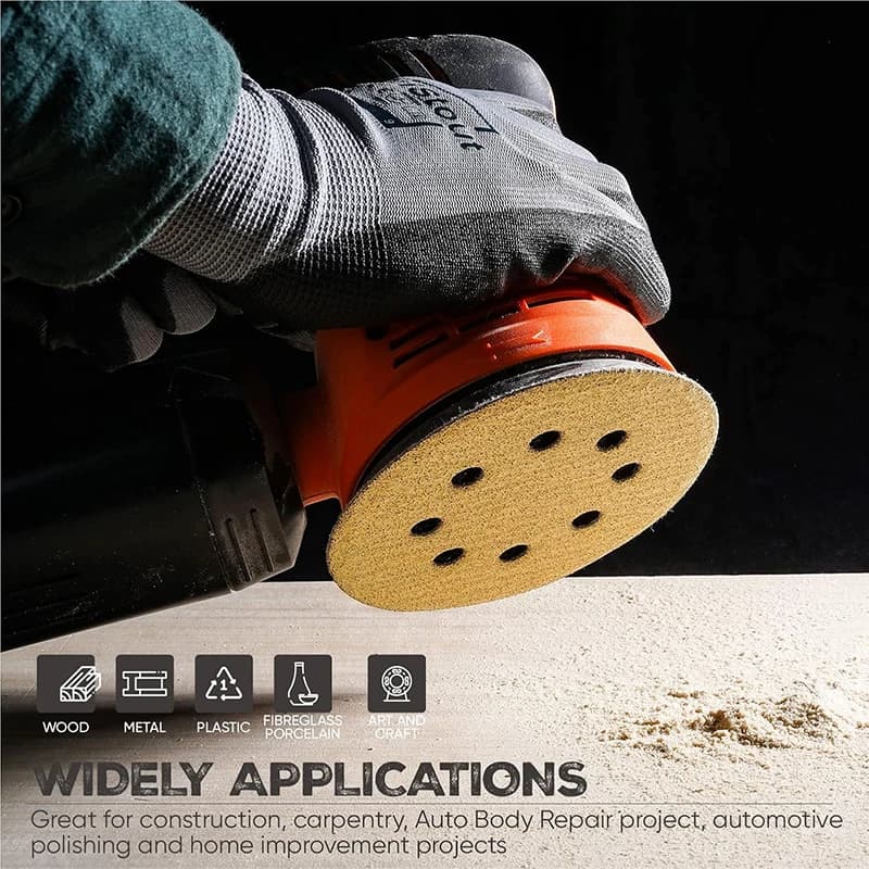 10 Pcs 5-inch 8-hole 125mm Yellow Sanding Discs Hook & Loop Sand Paper 40-800 Grit Grinding Disc Abrasive Polishing Tool