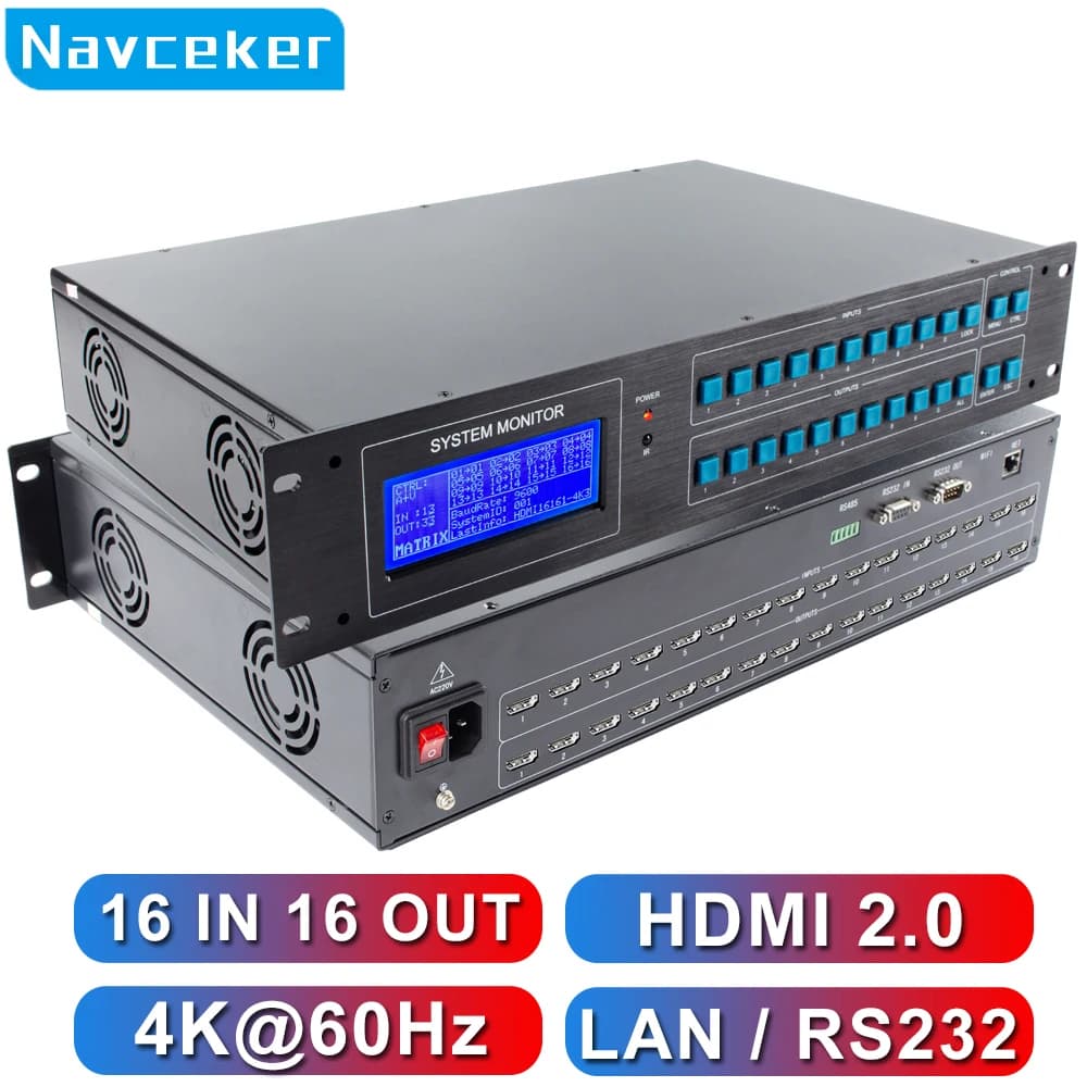 Matrice di commutazione audio/video HDMI ProAV 4K 60Hz 4x4 8x8 8x16 16x16, tipo chassis, switcher di segnale digitale 1080P per HDTV