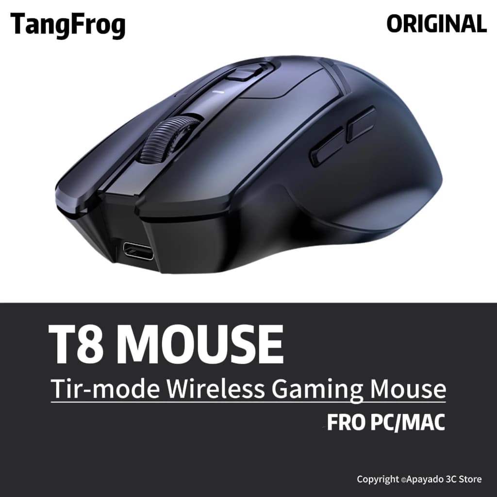 TangFrog T8 1K Wireless Gaming Mouse for FPS/MOA PAW3311 Sensor 24000DPI 300 IPS | 20 Million Clicks | RGB Charging Dock