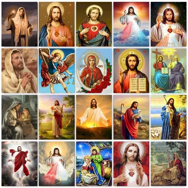 1pc frameless DIY Painting By Numbers Kit Jesus Religious acrylic paint by numbers art work diy Painting Numbers Pictures