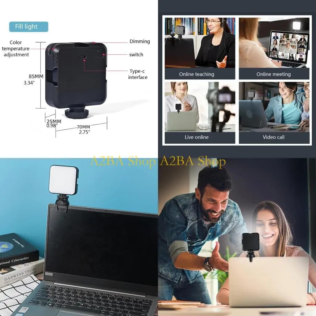 A2BA LED Luce riempimento Foto Video USB Ricaricabile Dimmerabile Lampada Selfie Portatile