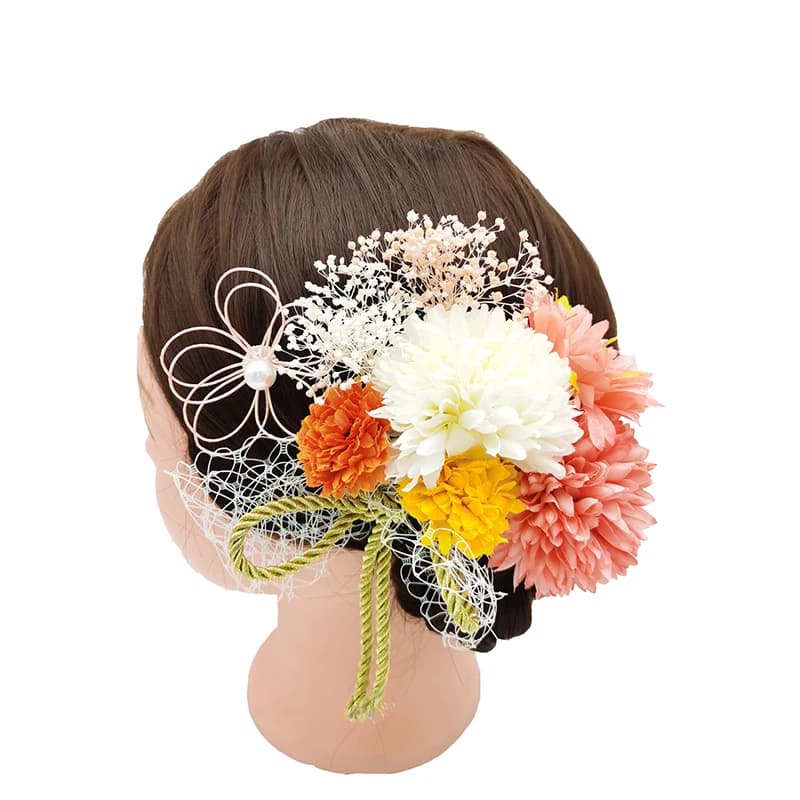 Japanese Kimono Handmade Fabric Flower Hair Accessories Clip Tassel Hairpin Headdress Barrette Party Summer Yukata Festvial Deco