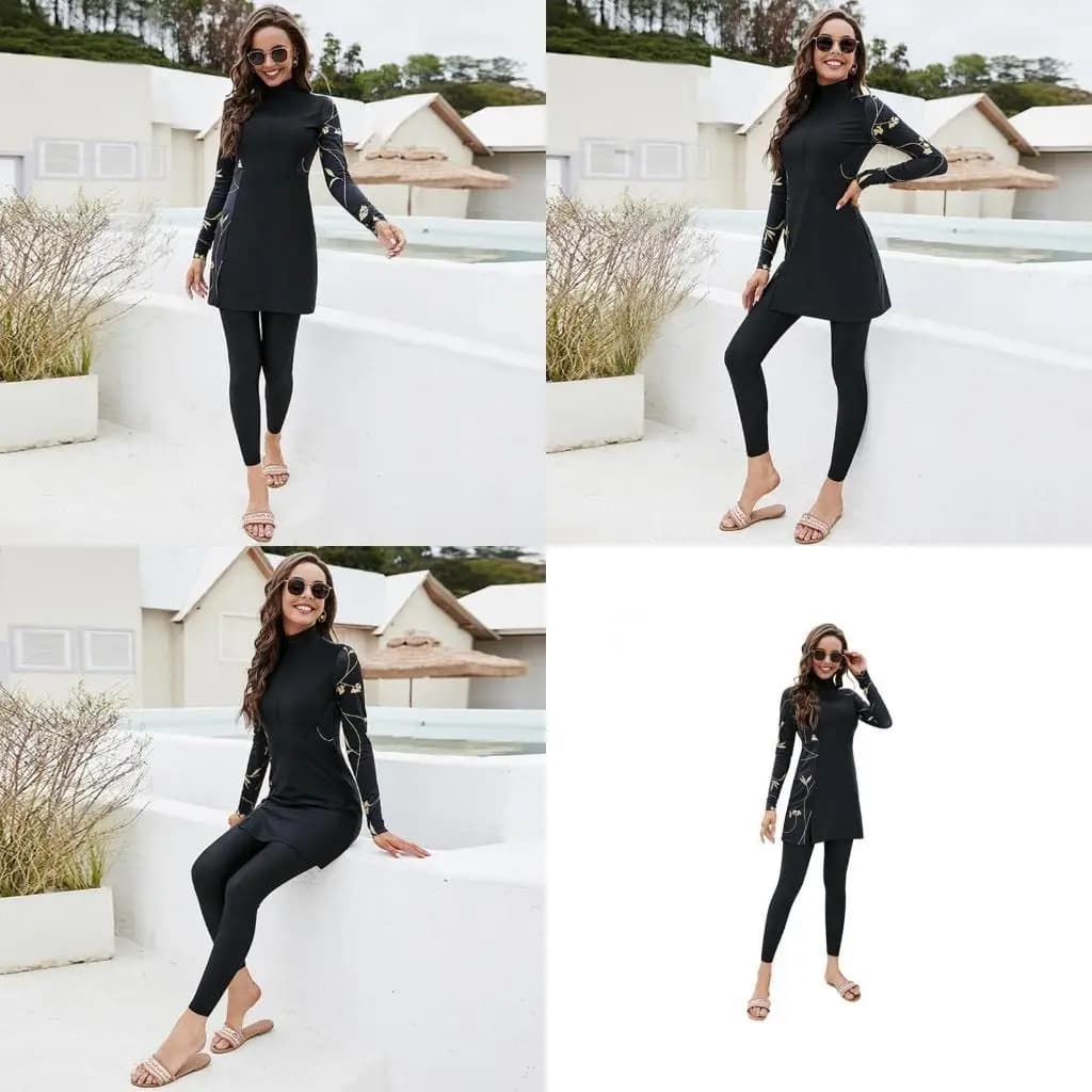 Y1uc musulmani costume da bagno modesto costume da bagno Burkinis abito a copertura completo pantalone da bagno